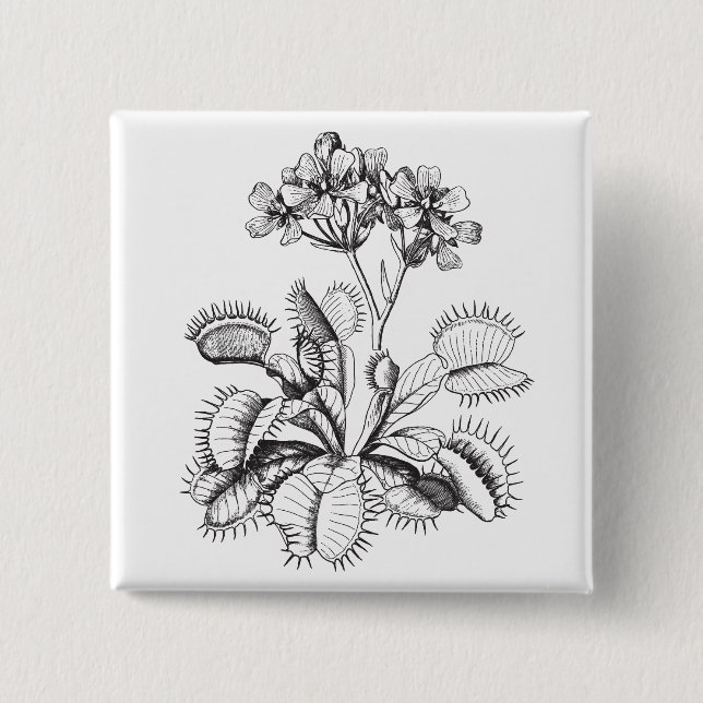 Macaron Carré 5 Cm Pin d'attrape-mouche de Vénus (Devant)