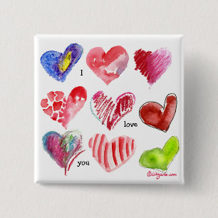 Macaron Carré 5 Cm Pin de 9 coeurs de Valentine