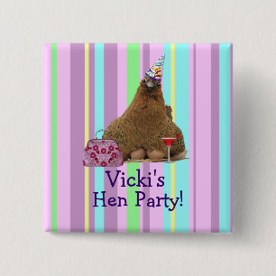 Macaron Carré 5 Cm Pin de bouton de carré de poule de partie de nuit