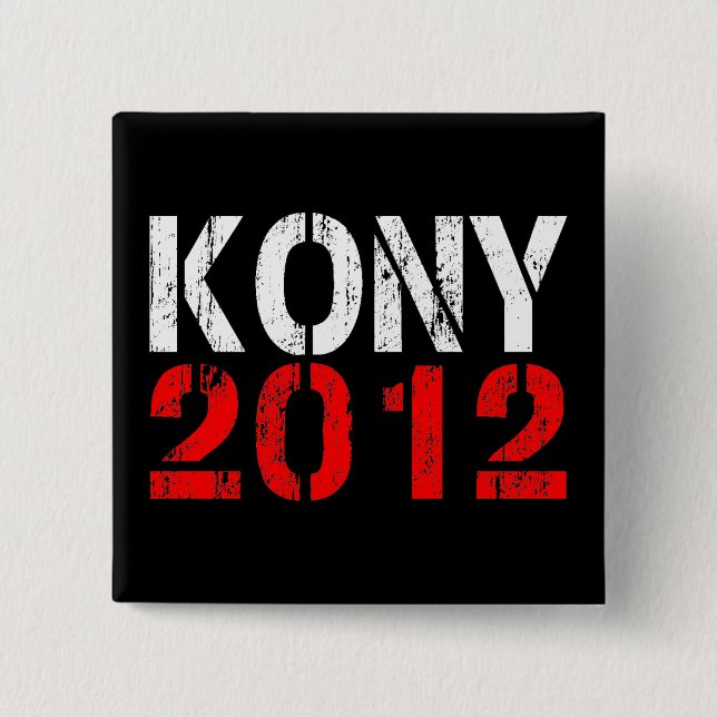 Macaron Carré 5 Cm Pin de bouton de KONY 2012 (Devant)