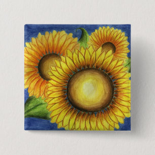 Macaron Carré 5 Cm Pin de bouton de tournesol