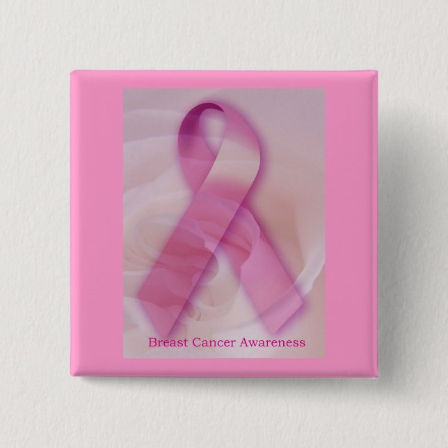 Macaron Carré 5 Cm Pin de conscience de cancer du sein (Devant)