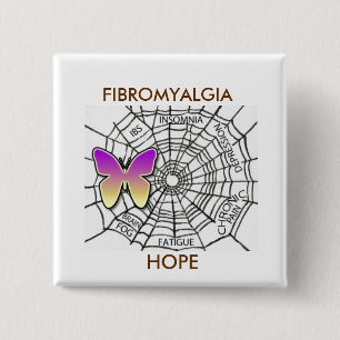 MACARON CARRÉ 5 CM PIN DE FIBROMYALGIE D'ESPOIR - BLANC