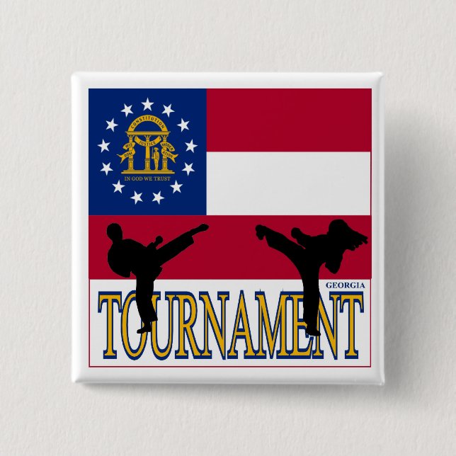 Macaron Carré 5 Cm Pin de tournoi de la Géorgie (Devant)
