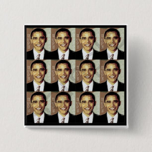 MACARON CARRÉ 5 CM PIN D'ESPOIR DE BARACK OBAMA