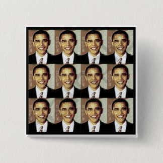 MACARON CARRÉ 5 CM PIN D'ESPOIR DE BARACK OBAMA