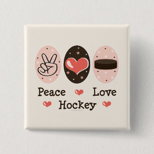 Macaron Carré 5 Cm Pin d'hockey d'amour de paix