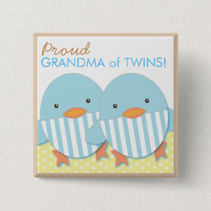 Macaron Carré 5 Cm Pin fier de grand-maman de garçons jumeaux mignons