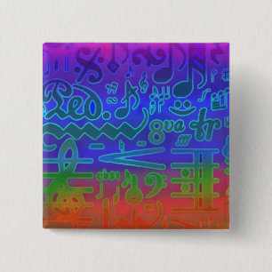 Macaron Carré 5 Cm Pin musical coloré de symboles