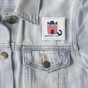 Macaron Carré 5 Cm Pin patriotique de bouton de chat