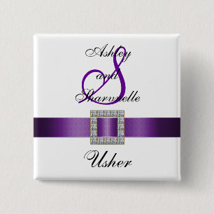 Macaron Carré 5 Cm Pin pourpre, noir, blanc d'Usher