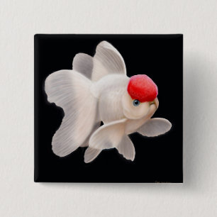 Macaron Carré 5 Cm Pin rouge de poisson rouge d'Oranda de casquette