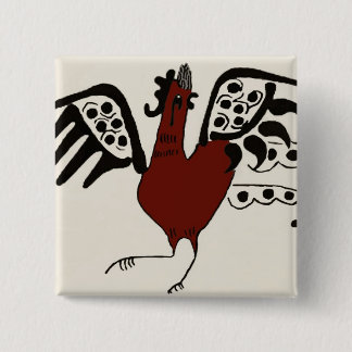 Macaron Carré 5 Cm Pin rouge de poulet