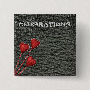 Macaron Carré 5 Cm Pinceau en cuir noir avec coeur