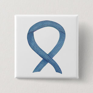 Macaron Carré 5 Cm Pins personnalisés Denim Blue Awareness