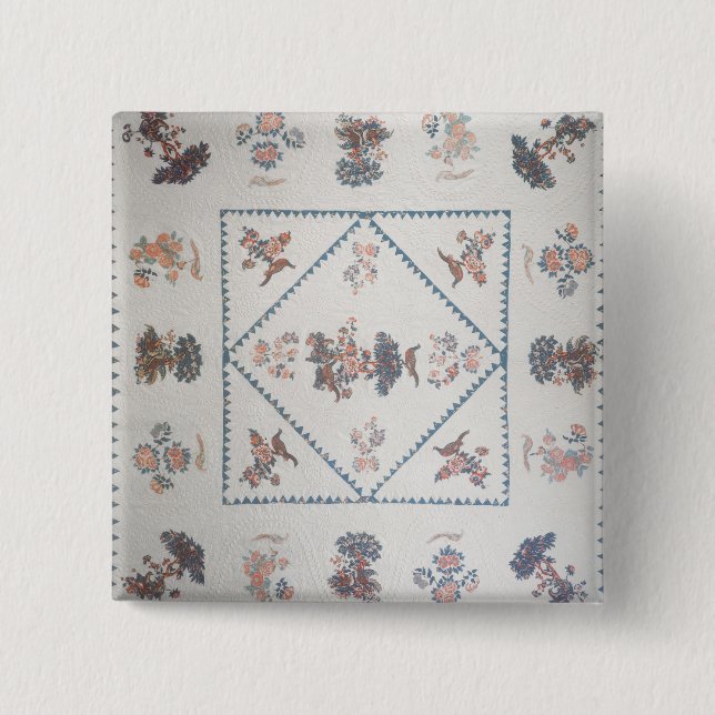 Macaron Carré 5 Cm Piquez dans la "broderie Perse", c.1800 (appliqué, (Devant)