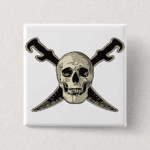 Macaron Carré 5 Cm Pirate (Crâne) - Bouton Carré de 2 pouces 