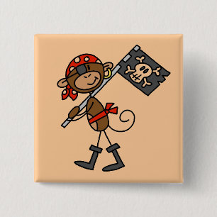 Macaron Carré 5 Cm Pirate de singe avec des T-shirts et des cadeaux