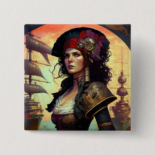 Macaron Carré 5 Cm Pirate Woman Imaginaire Art