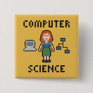 Macaron Carré 5 Cm Pixel Computer Science - Femme - Bouton