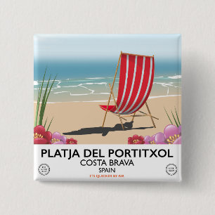 Macaron Carré 5 Cm Plage de Portitxol, Costa Brava, Espagne