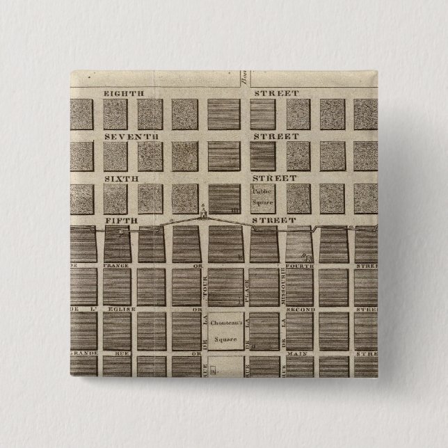 Macaron Carré 5 Cm Plan de Saint-Louis, Missouri (Devant)