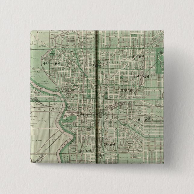 Macaron Carré 5 Cm Plan d'Indianapolis (Devant)