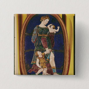 Macaron Carré 5 Cm Plaque dépeignant la charité, Limousin, 1559