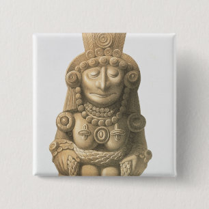 Macaron Carré 5 Cm Plat "des monuments antiques du Mexique", 1866 (Li