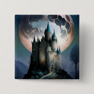 Macaron Carré 5 Cm Pleine lune du château d'Imaginaire magique
