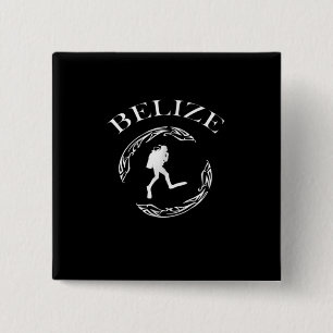 Macaron Carré 5 Cm Plongée Vintage Belize Scuba Ocean Costume Cadeau