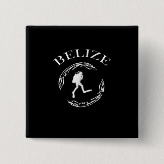 Macaron Carré 5 Cm Plongée vintage Belize Scuba Ocean Costume Cadeau