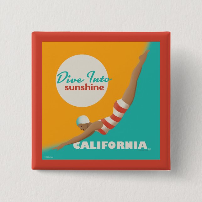 Macaron Carré 5 Cm Plongez Dans Le Soleil | Californie (Devant)