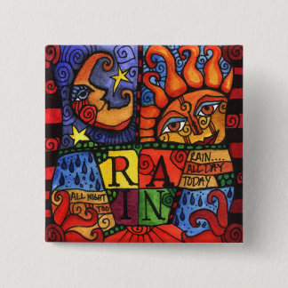 Macaron Carré 5 Cm Pluie - Sun et conception de lune sur le bouton