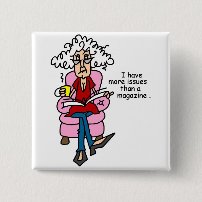 Macaron Carré 5 Cm Plus de numéros qu'un Humour de magazine (Devant)