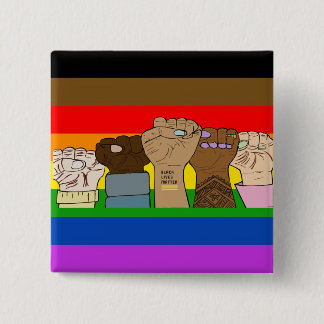 Macaron Carré 5 Cm Poings d'alimentation de la fierté / Bouton Carré