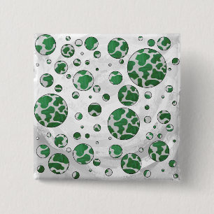 Macaron Carré 5 Cm Polis Dot Vache vert et blanc Impression