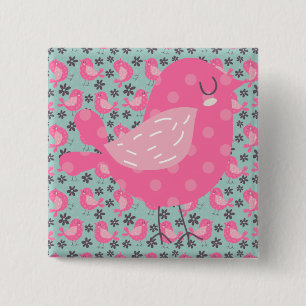 Macaron Carré 5 Cm Polka Dot Birds and Flowers
