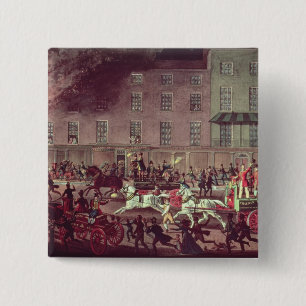 Macaron Carré 5 Cm Pompes à incendie de Londres, gravées par R.G.