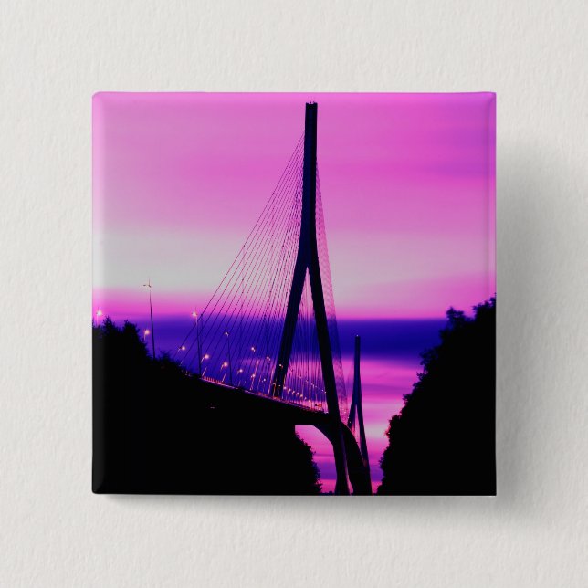 Macaron Carré 5 Cm Pont de Normandie, Le Havre, France 2 (Devant)