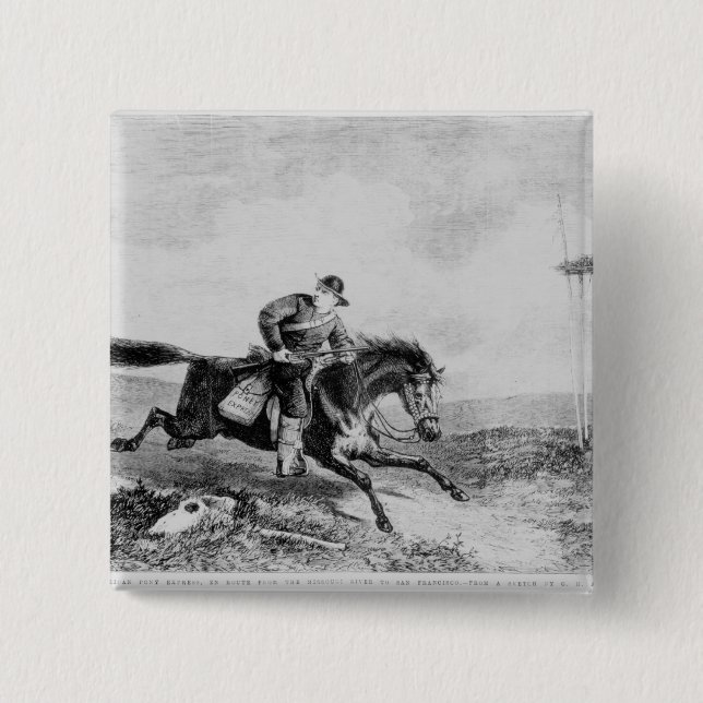Macaron Carré 5 Cm Pony Express américain (Devant)