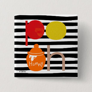 Macaron Carré 5 Cm Pooh   Aquarelle avec Pot Hunny