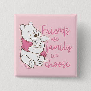 Macaron Carré 5 Cm Pooh et Piglet Les amis sont la famille que nous