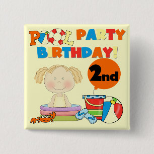Macaron Carré 5 Cm Pool Party 2e anniversaire Tshirts et cadeaux