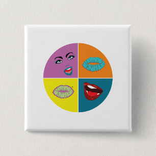 Macaron Carré 5 Cm Pop Art des années 80