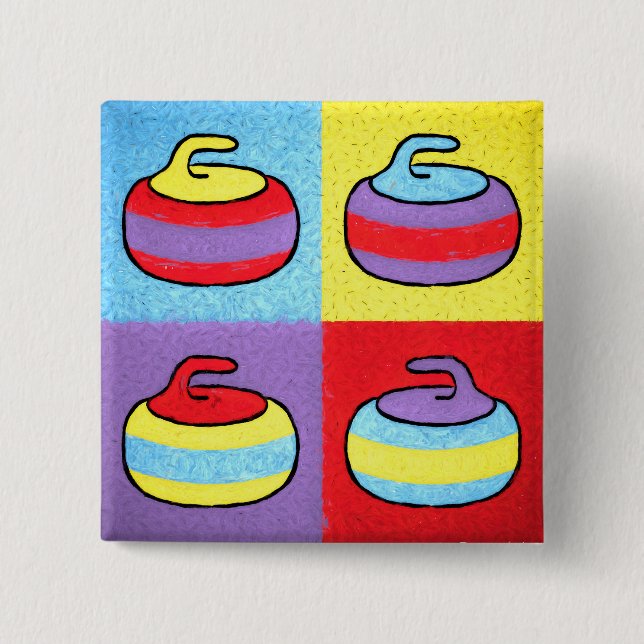 Macaron Carré 5 Cm Pop Art Rocks Curling Design (Devant)