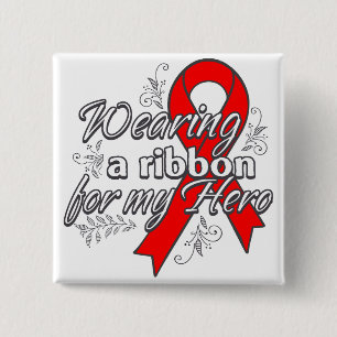 Macaron Carré 5 Cm Port d'un ruban rouge pour mon héros