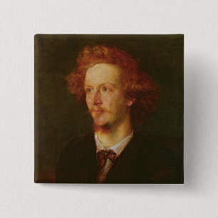 Macaron Carré 5 Cm Portrait d'Algernon Charles Swinburne 1867