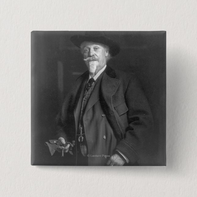 Macaron Carré 5 Cm Portrait de "Buffalo Bill" Cody (Devant)