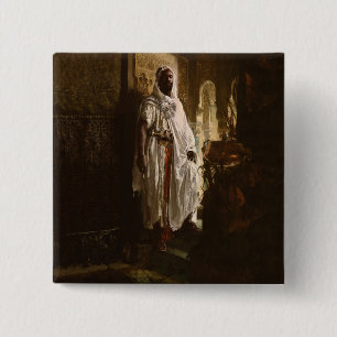 Macaron Carré 5 Cm Portrait de chef maure, peinture d'art africain